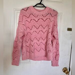 Cotton by Autumn Cashmere | Pink Open-Knit Women's Sweater
